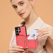 Original Design Set- Samsung Galaxy Webbing Crossbody Phone Case With Magnetic Wallet Round Pouch Set-Mobile Phone Cases-DETACHABLE WALLET & ROUND POUCH