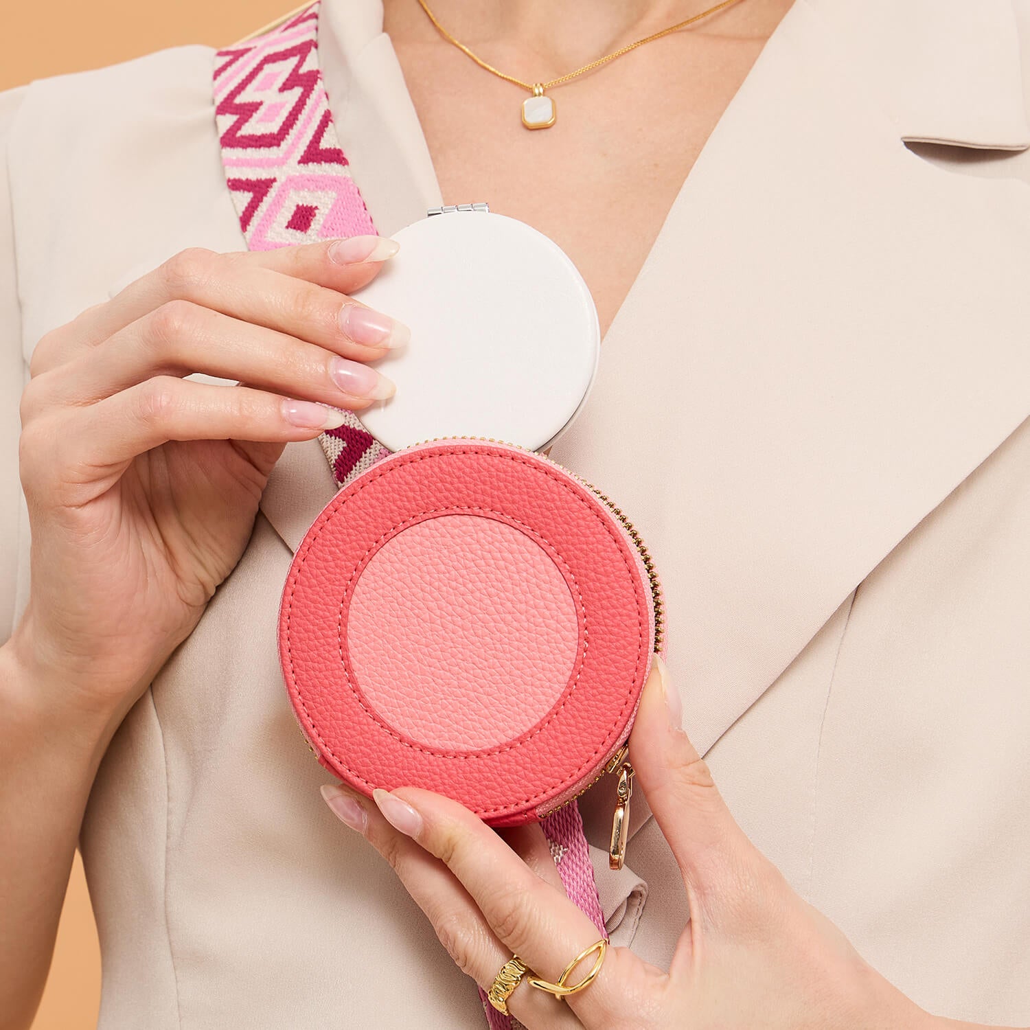 Original Design Set- Samsung Galaxy Webbing Crossbody Phone Case With Magnetic Wallet Round Pouch Set-Mobile Phone Cases-DETACHABLE WALLET & ROUND POUCH