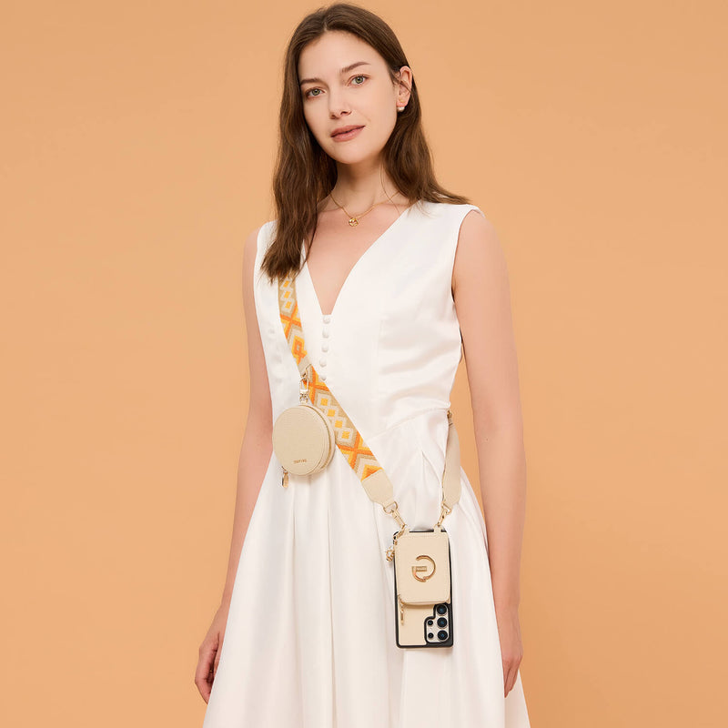 Original Design Set- Samsung Galaxy Webbing Crossbody Phone Case With Magnetic Wallet Round Pouch Set-Mobile Phone Cases-DETACHABLE WALLET & ROUND POUCH