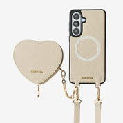 Heart Design Kit- Samsung Galaxy Detachable Wireless Charging Crossbody Wallet Phone Case Pouch Set - Samsung S25 Plus-Mobile Phone Cases-Custype