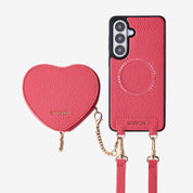 Heart Design Kit- Samsung Galaxy Detachable Wireless Charging Crossbody Wallet Phone Case Pouch Set - Samsung S25 Plus-Mobile Phone Cases-Custype