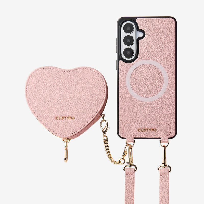 Heart Design Kit- Samsung Galaxy Detachable Wireless Charging Crossbody Wallet Phone Case Pouch Set - Samsung S26 Plus