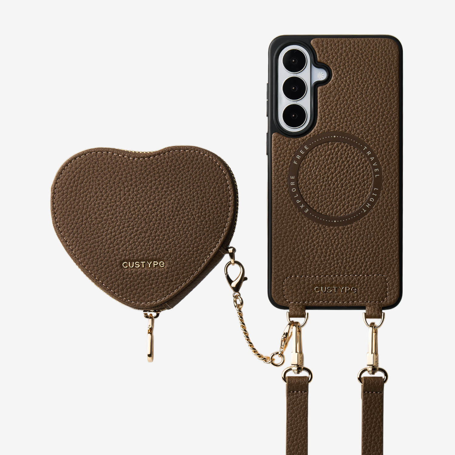 Heart Design Kit- Samsung Galaxy Detachable Wireless Charging Crossbody Wallet Phone Case Pouch Set - Samsung S26 Plus