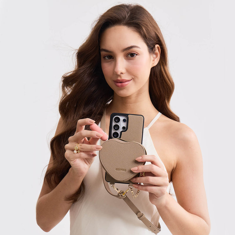Heart Design Kit- Samsung Galaxy Detachable Wireless Charging Crossbody Wallet Phone Case Pouch Set - Samsung S25 Ultra-Mobile Phone Cases-Custype