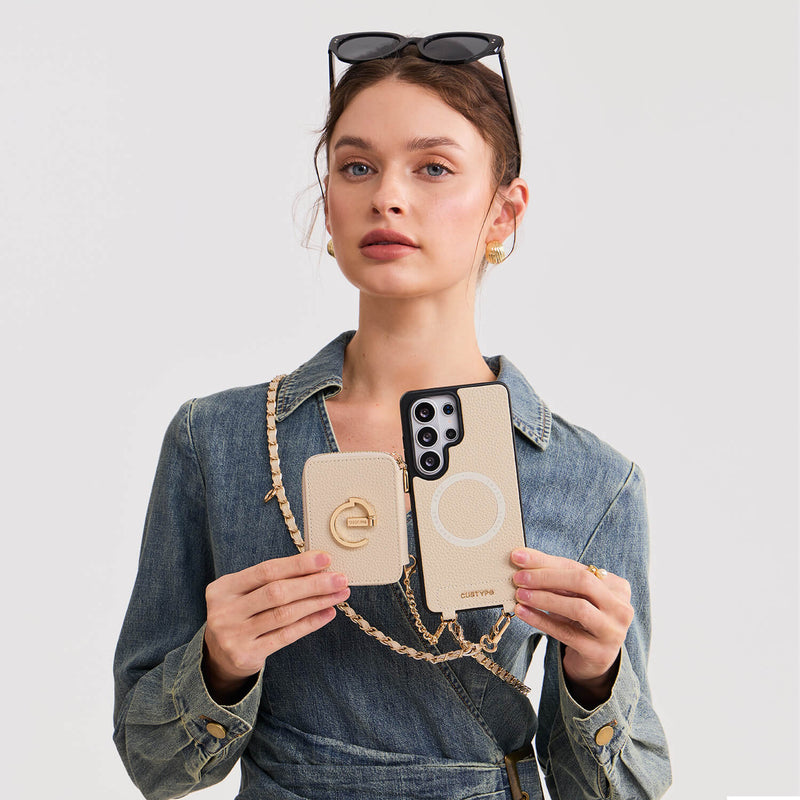 Allure Chain Series- Samsung Galaxy Magnetic Phone Case with Card Slots & Chain-Mobile Phone Cases-Custype