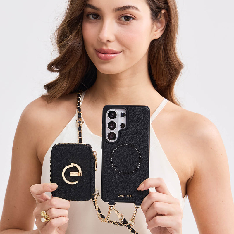Allure Chain Series- Samsung Galaxy Magnetic Phone Case with Card Slots & Chain-Mobile Phone Cases-Custype
