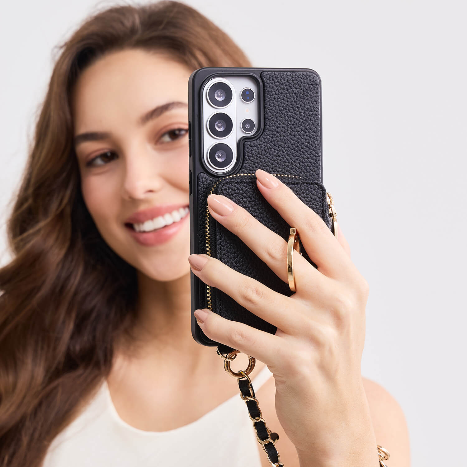 Allure Chain Series- Samsung Galaxy Magnetic Phone Case with Card Slots & Chain-Mobile Phone Cases-Custype