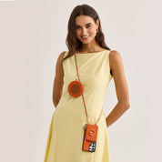 orange crossbody phone case with round pouch for samsung s26 ultra for travel