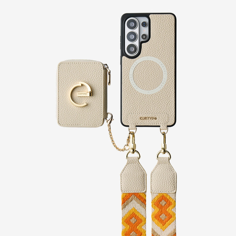 Original Design Set- Samsung Galaxy Webbing Crossbody Phone Case With Magnetic Wallet Round Pouch Set - Samsung S25 Ultra-Mobile Phone Cases-Custype