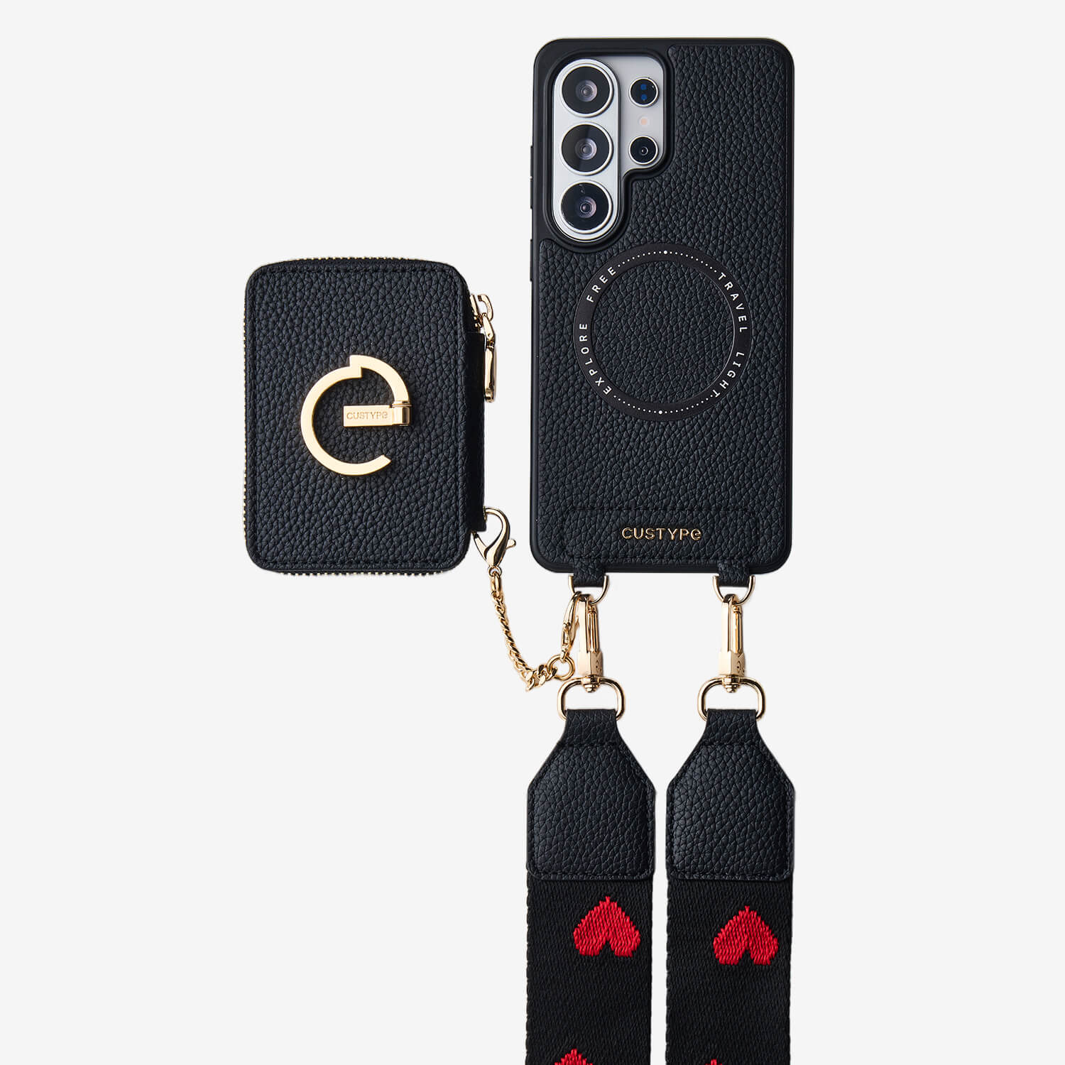 Original Design Set- Samsung Galaxy Webbing Crossbody Phone Case With Magnetic Wallet Round Pouch Set - Samsung S25 Ultra-Mobile Phone Cases-Custype