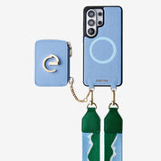 Original Design Set- Samsung Galaxy Webbing Crossbody Phone Case With Magnetic Wallet Round Pouch Set - Samsung S25 Ultra-Mobile Phone Cases-Custype