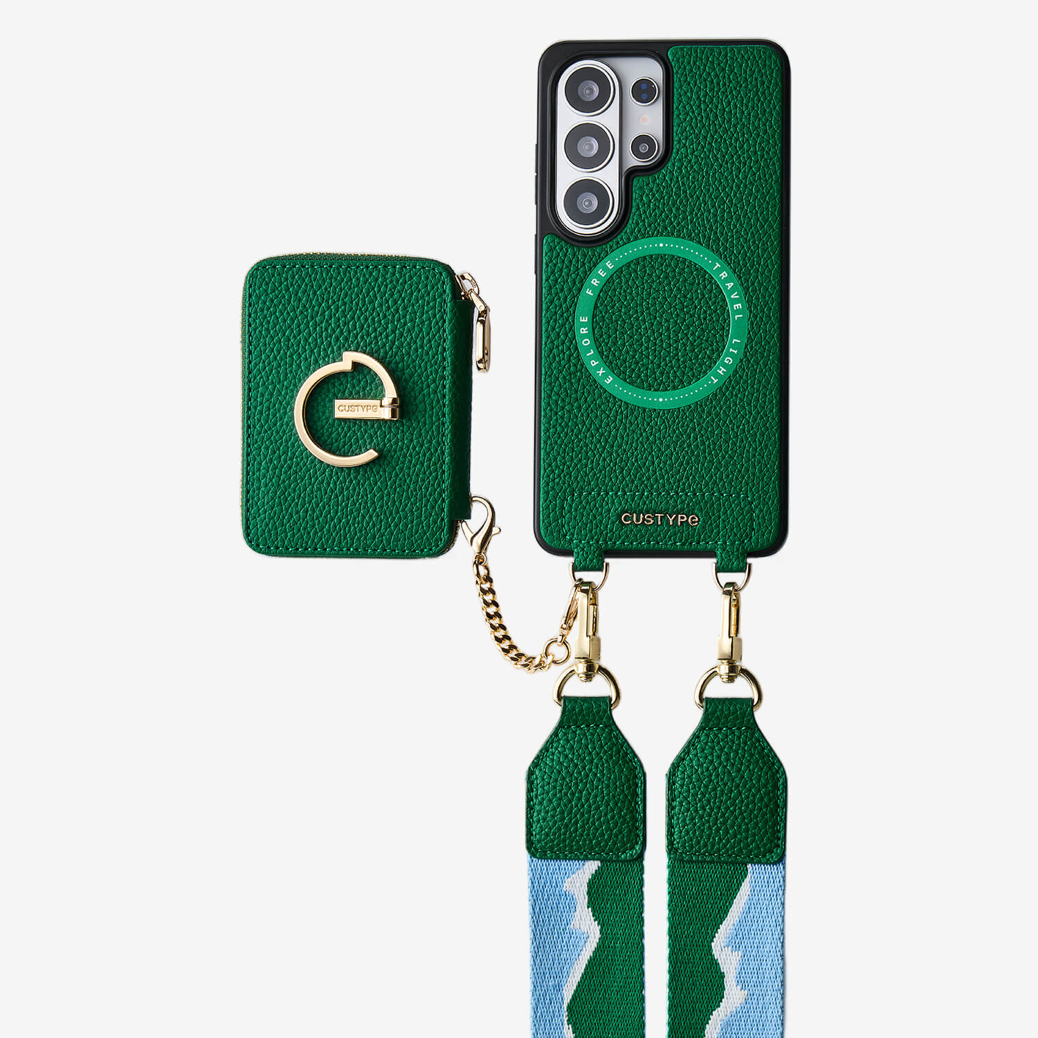 Original Design Set- Samsung Galaxy Webbing Crossbody Phone Case With Magnetic Wallet Round Pouch Set - Samsung S25 Ultra-Mobile Phone Cases-Custype