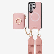 オリジナルデザインセット - Samsung Galaxy ウェビングクロスボディ電話ケース、マグネット式ウォレットラウンドポーチセット