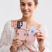 オリジナルデザインセット - Samsung Galaxy ウェビングクロスボディ電話ケース、マグネット式ウォレットラウンドポーチセット