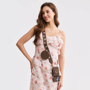 オリジナルデザインセット - Samsung Galaxy ウェビングクロスボディ電話ケース、マグネット式ウォレットラウンドポーチセット