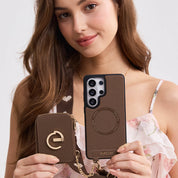 オリジナルデザインセット - Samsung Galaxy ウェビングクロスボディ電話ケース、マグネット式ウォレットラウンドポーチセット