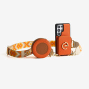 Original Design Set- Samsung Galaxy Webbing Crossbody Phone Case With Magnetic Wallet Round Pouch Set - Samsung S25 Ultra-Mobile Phone Cases-Custype