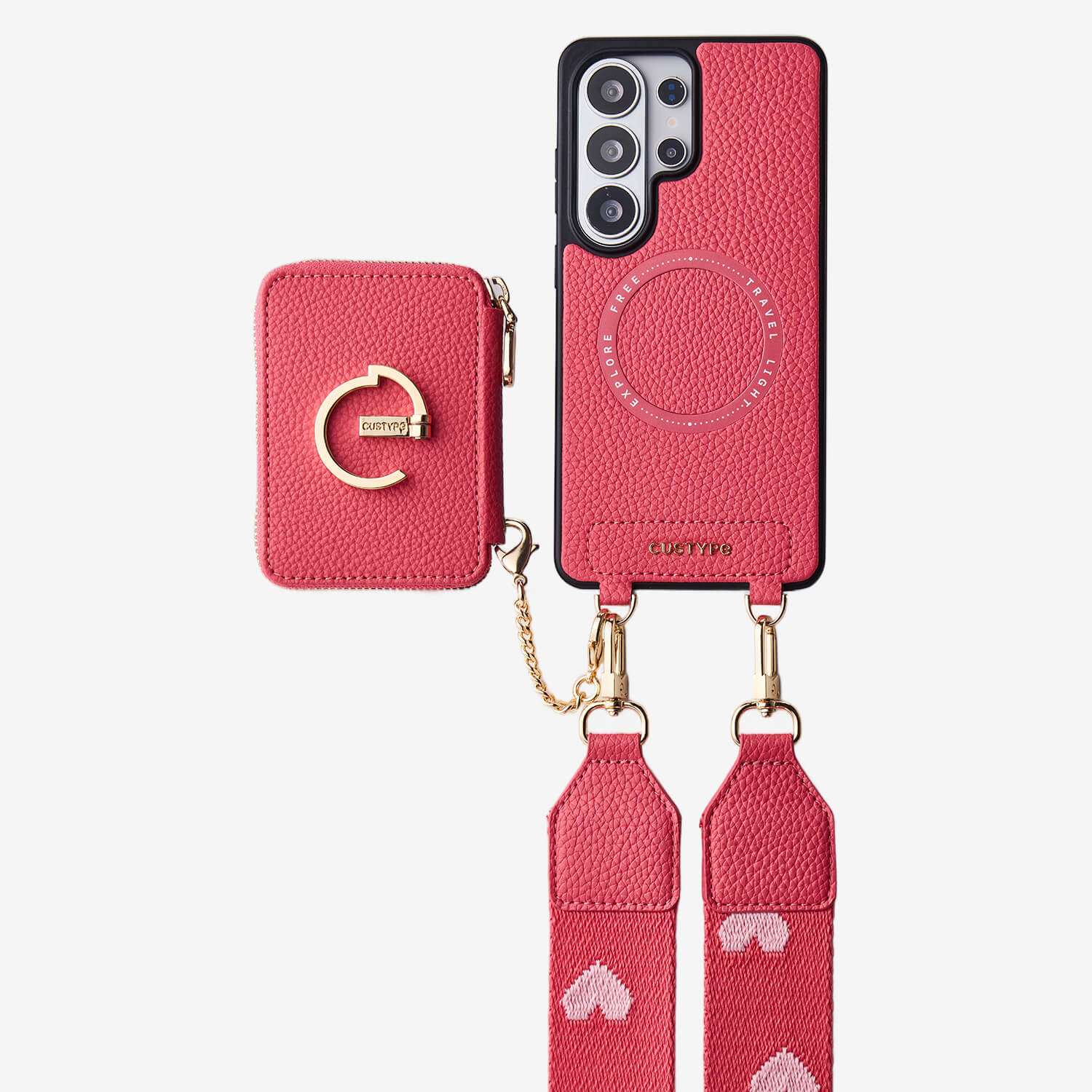 Original Design Set- Samsung Galaxy Webbing Crossbody Phone Case With Magnetic Wallet Round Pouch Set - Samsung S25 Ultra-Mobile Phone Cases-Custype