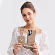 オリジナルデザインセット - Samsung Galaxy ウェビングクロスボディ電話ケース、マグネット式ウォレットラウンドポーチセット