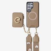 Original Design Set- Samsung Galaxy Webbing Crossbody Phone Case With Magnetic Wallet Round Pouch Set - Samsung S25 Ultra-Mobile Phone Cases-Custype