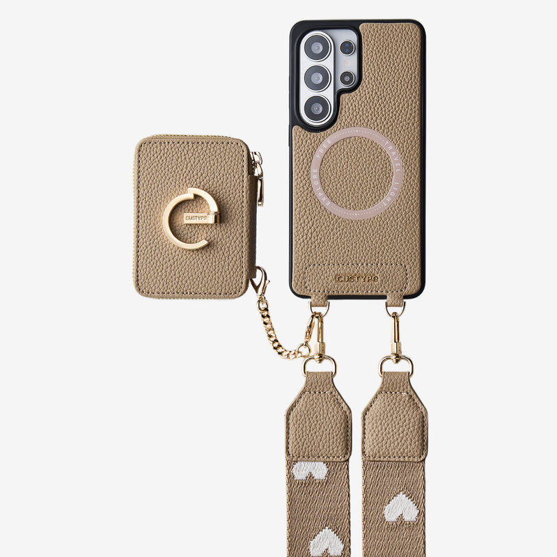 Original Design Set- Samsung Galaxy Webbing Crossbody Phone Case With Magnetic Wallet Round Pouch Set - Samsung S25 Ultra-Mobile Phone Cases-Custype