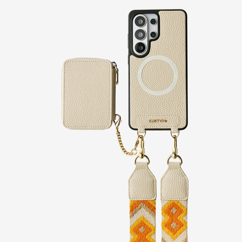 Unique Design Set- Samsung Galaxy Wireless Charging Webbing Crossbody Phone Case Round Pouch Set-Mobile Phone Cases-Custype