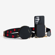 Unique Design Set- Samsung Galaxy Wireless Charging Webbing Crossbody Phone Case Round Pouch Set-Mobile Phone Cases-Custype