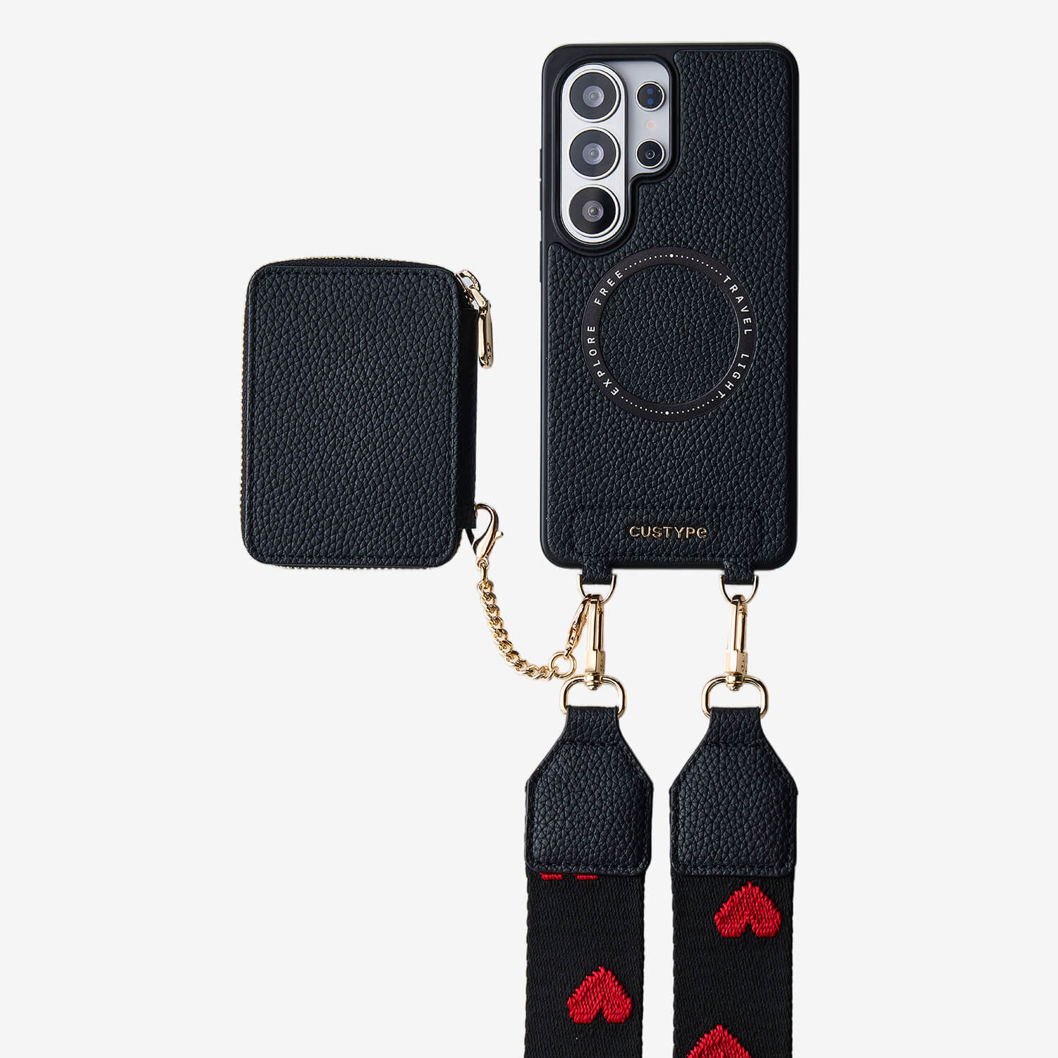 Unique Design Set- Samsung Galaxy Wireless Charging Webbing Crossbody Phone Case Round Pouch Set-Mobile Phone Cases-Custype