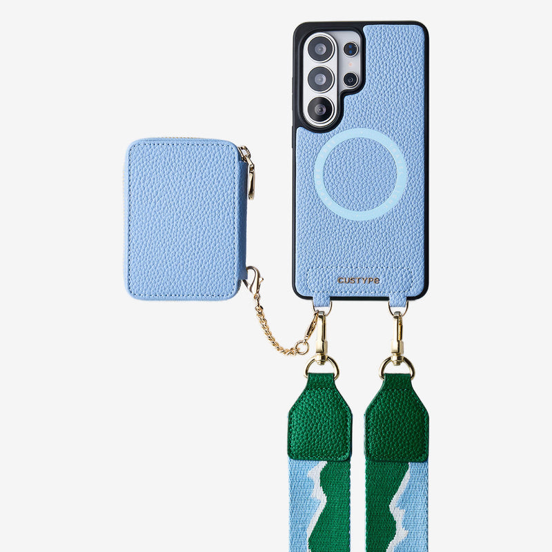 Unique Design Set- Samsung Galaxy Wireless Charging Webbing Crossbody Phone Case Round Pouch Set-Mobile Phone Cases-Custype