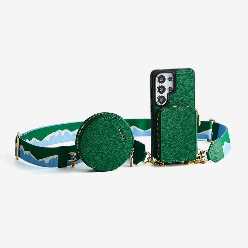 Unique Design Set- Samsung Galaxy Wireless Charging Webbing Crossbody Phone Case Round Pouch Set-Mobile Phone Cases-Custype