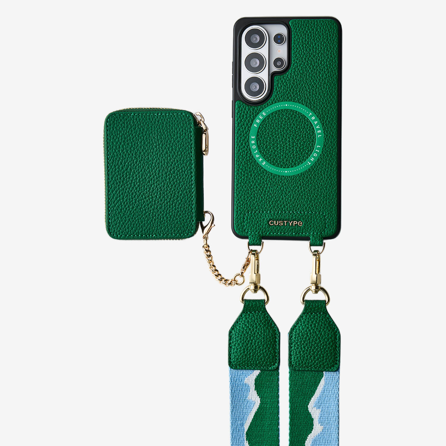 Unique Design Set- Samsung Galaxy Wireless Charging Webbing Crossbody Phone Case Round Pouch Set-Mobile Phone Cases-Custype