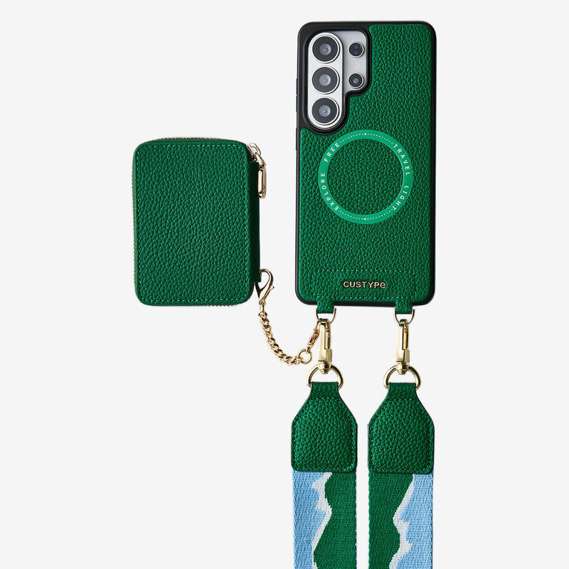 Unique Design Set- Samsung Galaxy Wireless Charging Webbing Crossbody Phone Case Round Pouch Set-Mobile Phone Cases-Custype