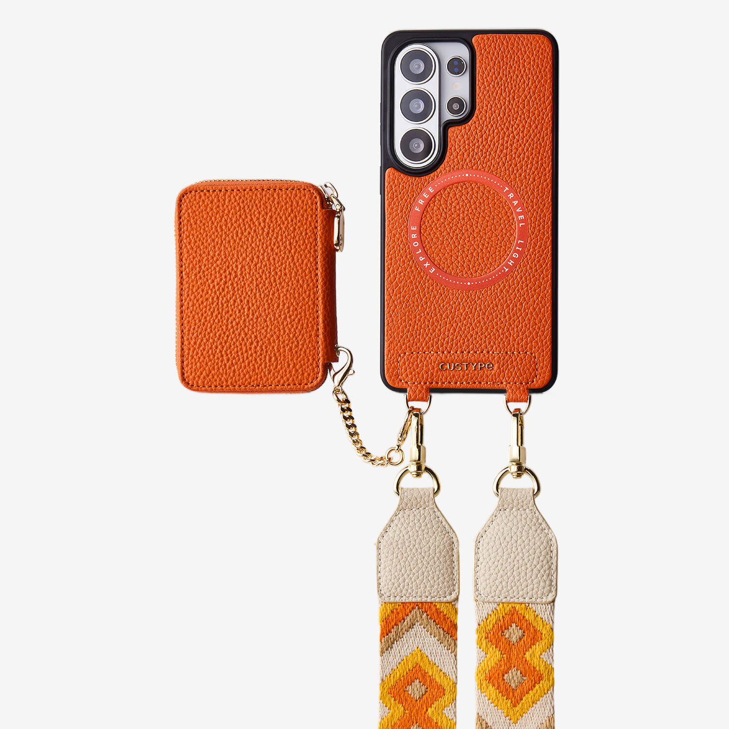 Unique Design Set- Samsung Galaxy Wireless Charging Webbing Crossbody Phone Case Round Pouch Set-Mobile Phone Cases-Custype