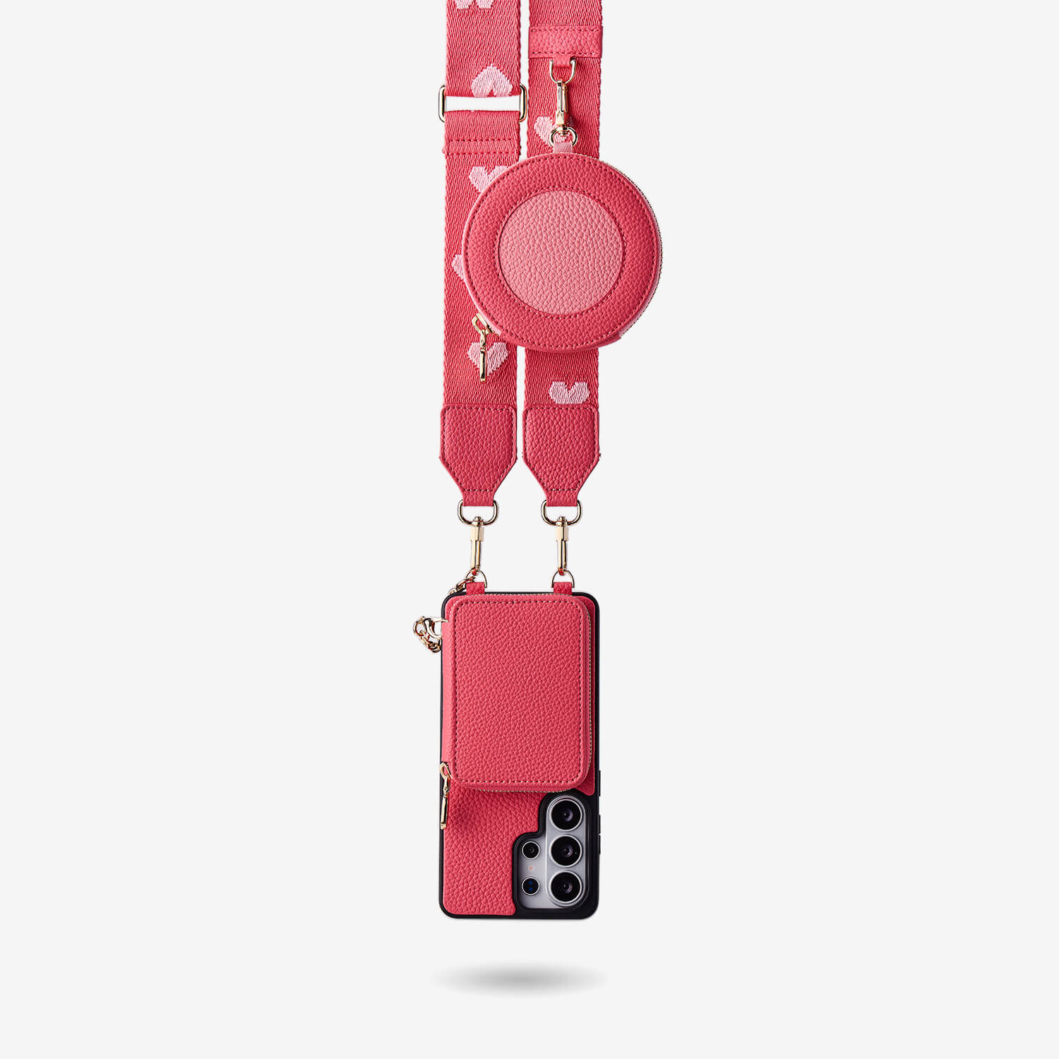 Unique Design Set- Samsung Galaxy Wireless Charging Webbing Crossbody Phone Case Round Pouch Set-Mobile Phone Cases-Custype