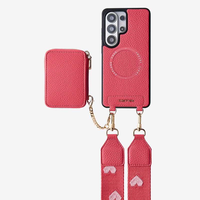 Unique Design Set- Samsung Galaxy Wireless Charging Webbing Crossbody Phone Case Round Pouch Set-Mobile Phone Cases-Custype