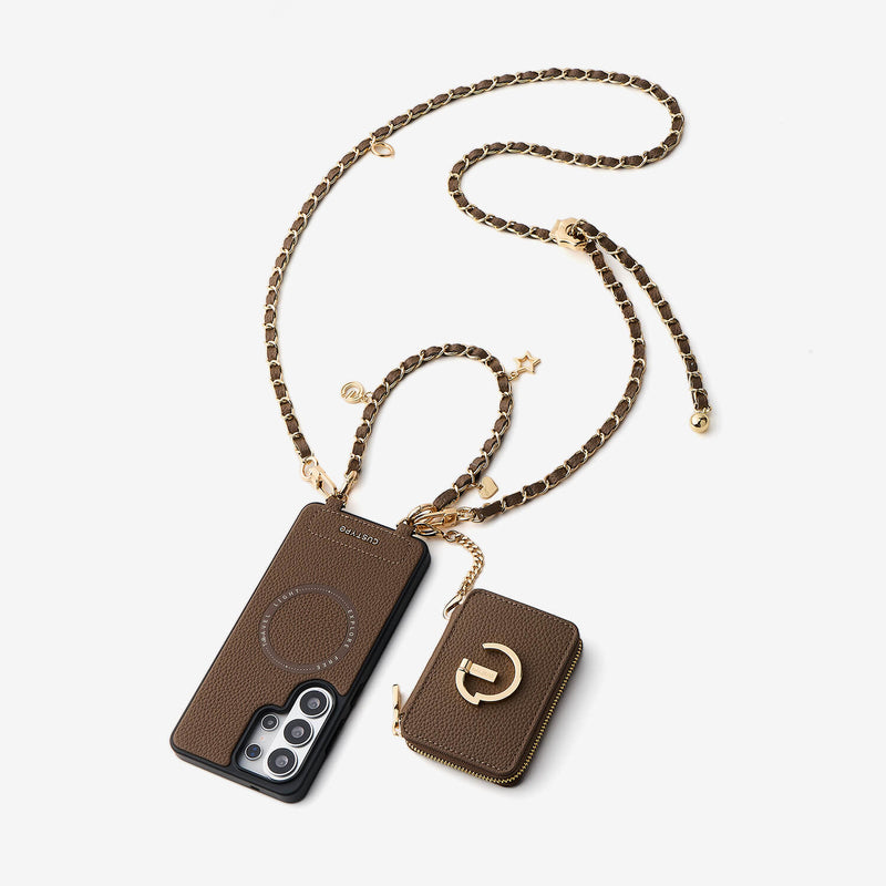 Allure Chain Series- Samsung Strap Wireless Charging Phone Case with Detachable Purse & Grip