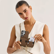 Allure Chain Series- Samsung Strap Wireless Charging Phone Case with Detachable Purse & Grip - Samsung S25 Ultra-Mobile Phone Cases-Custype