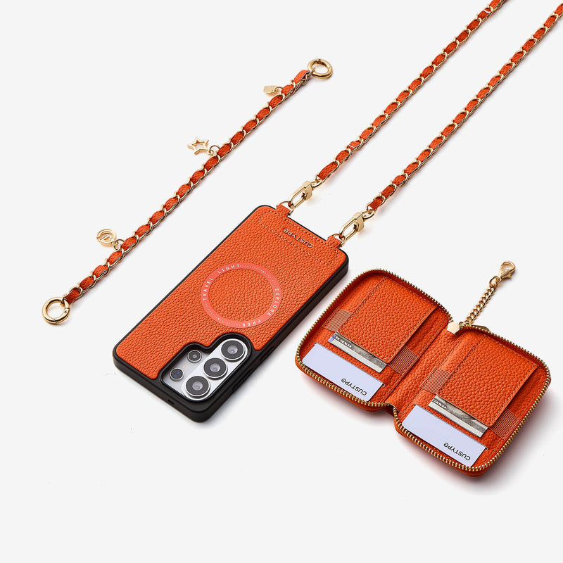 Allure Chain Series- Samsung Strap Wireless Charging Phone Case with Detachable Purse & Grip