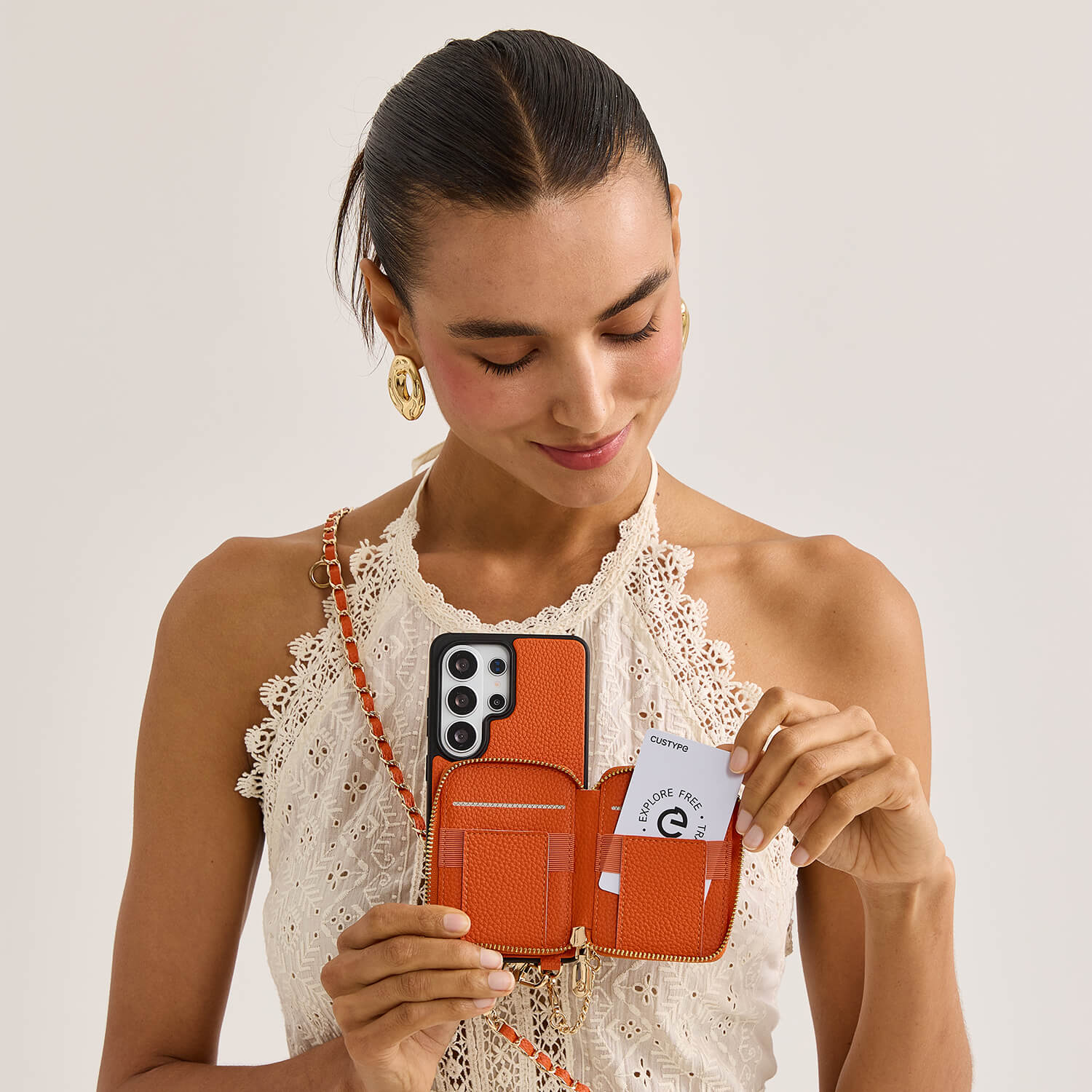 Allure Chain Series- Samsung Strap Wireless Charging Phone Case with Detachable Purse & Grip - Samsung S25 Ultra-Mobile Phone Cases-Custype