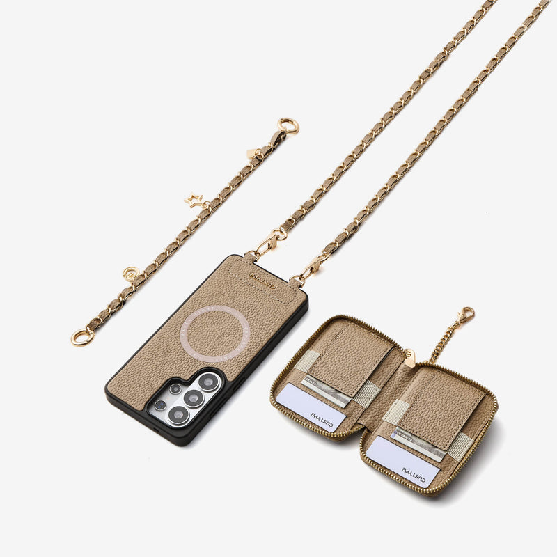 Allure Chain Series- Samsung Strap Wireless Charging Phone Case with Detachable Purse & Grip