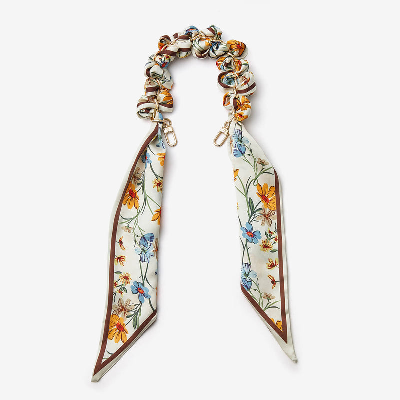 Silk Scarf Phone Case Wrist Strap-Mobile Phone Accessories-PHONE CASE ACCESSORIES-Beige-Flowers-Custype