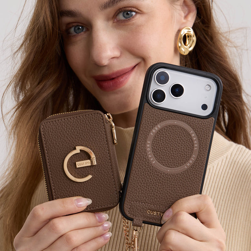 Silk Flair Set- Lychee Silk Wristlet Phone Case with Card Holder