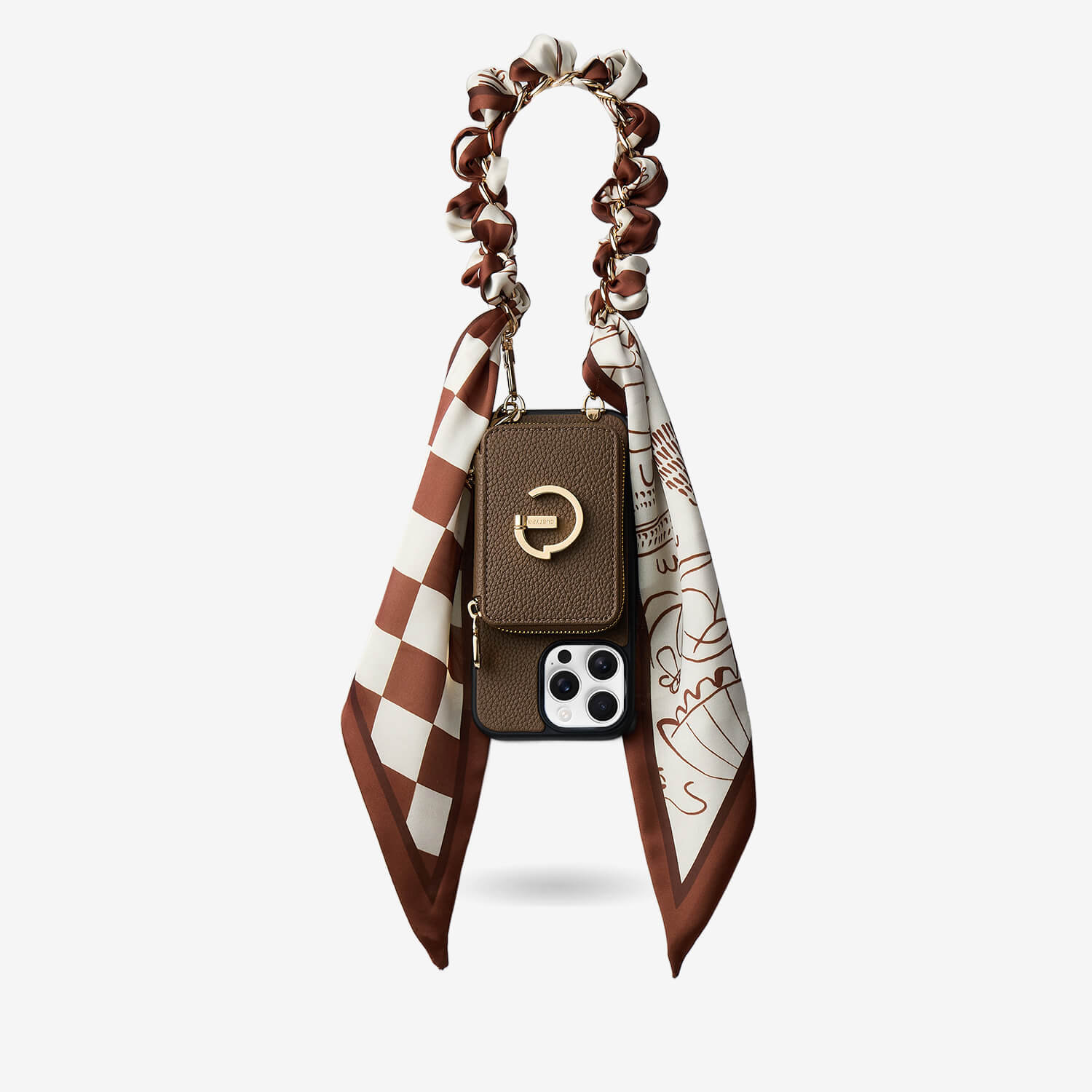 Silk Flair Set- Lychee Silk Wristlet Phone Case with Card Holder