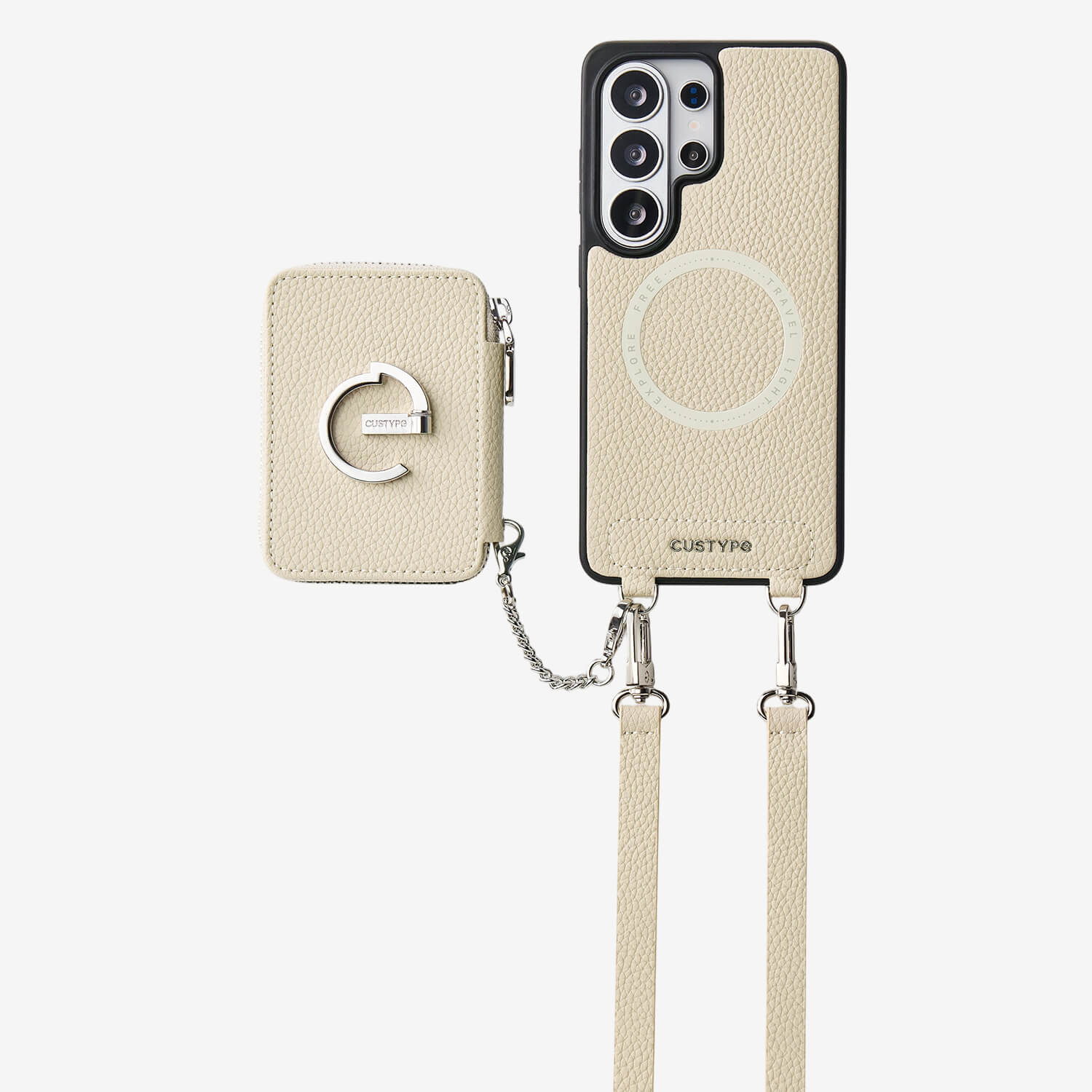 Silver Edge Kit- Samsung Galaxy Magnetic Wallet Phone Case with Neck Strap & Grip-Mobile Phone Cases-Custype
