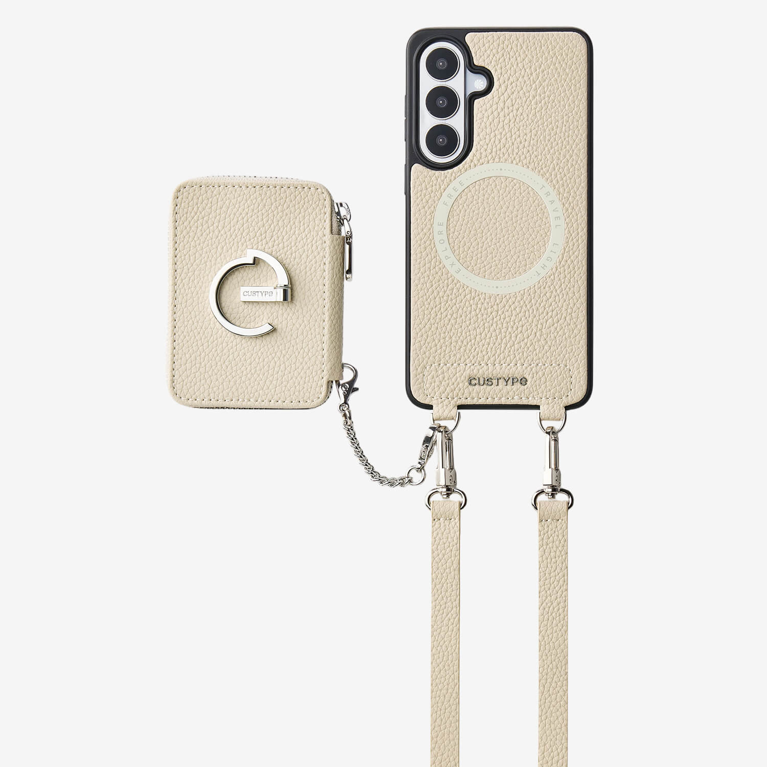 Silver Edge Kit- Samsung Galaxy Magnetic Wallet Phone Case with Neck Strap & Grip-Mobile Phone Cases-Custype