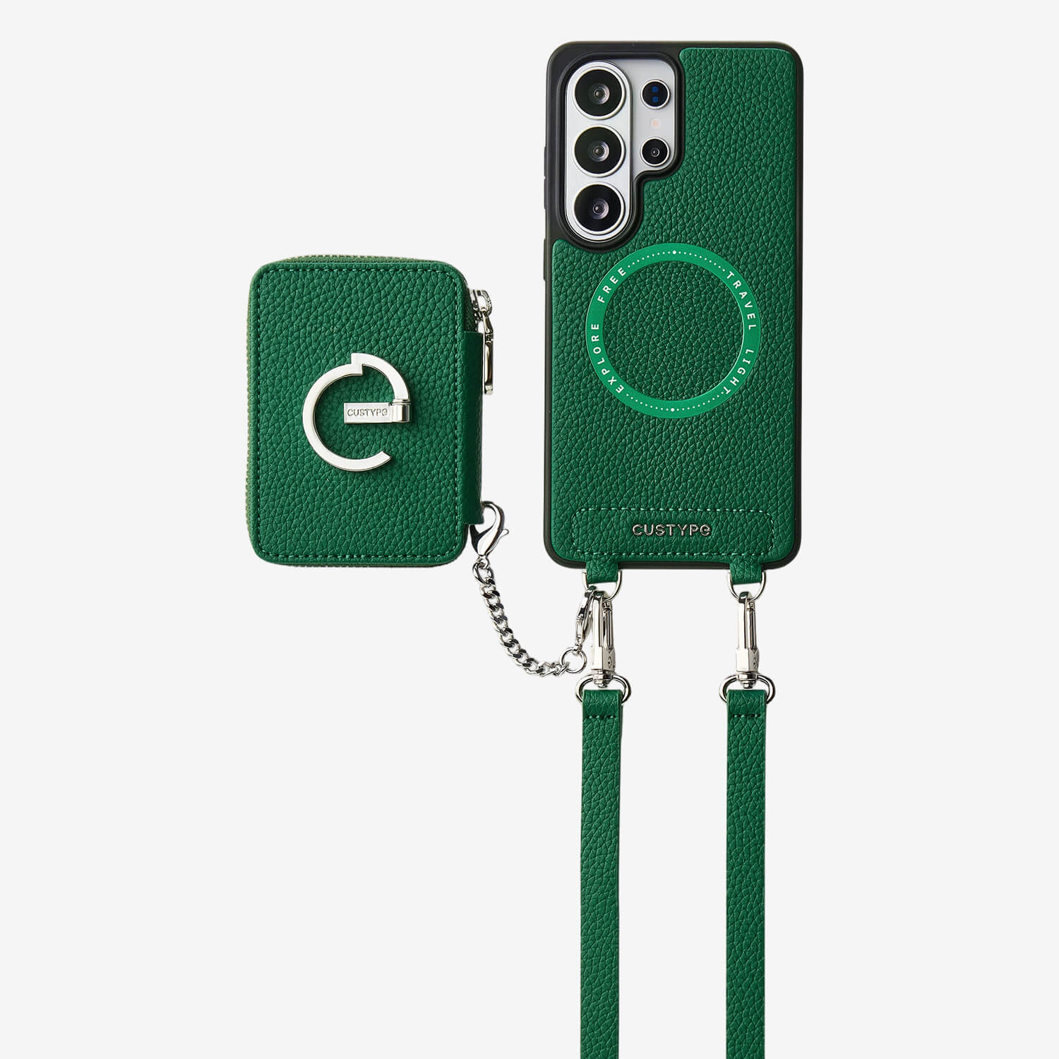 Silver Edge Kit- Samsung Galaxy Magnetic Wallet Phone Case with Neck Strap & Grip-Mobile Phone Cases-Custype