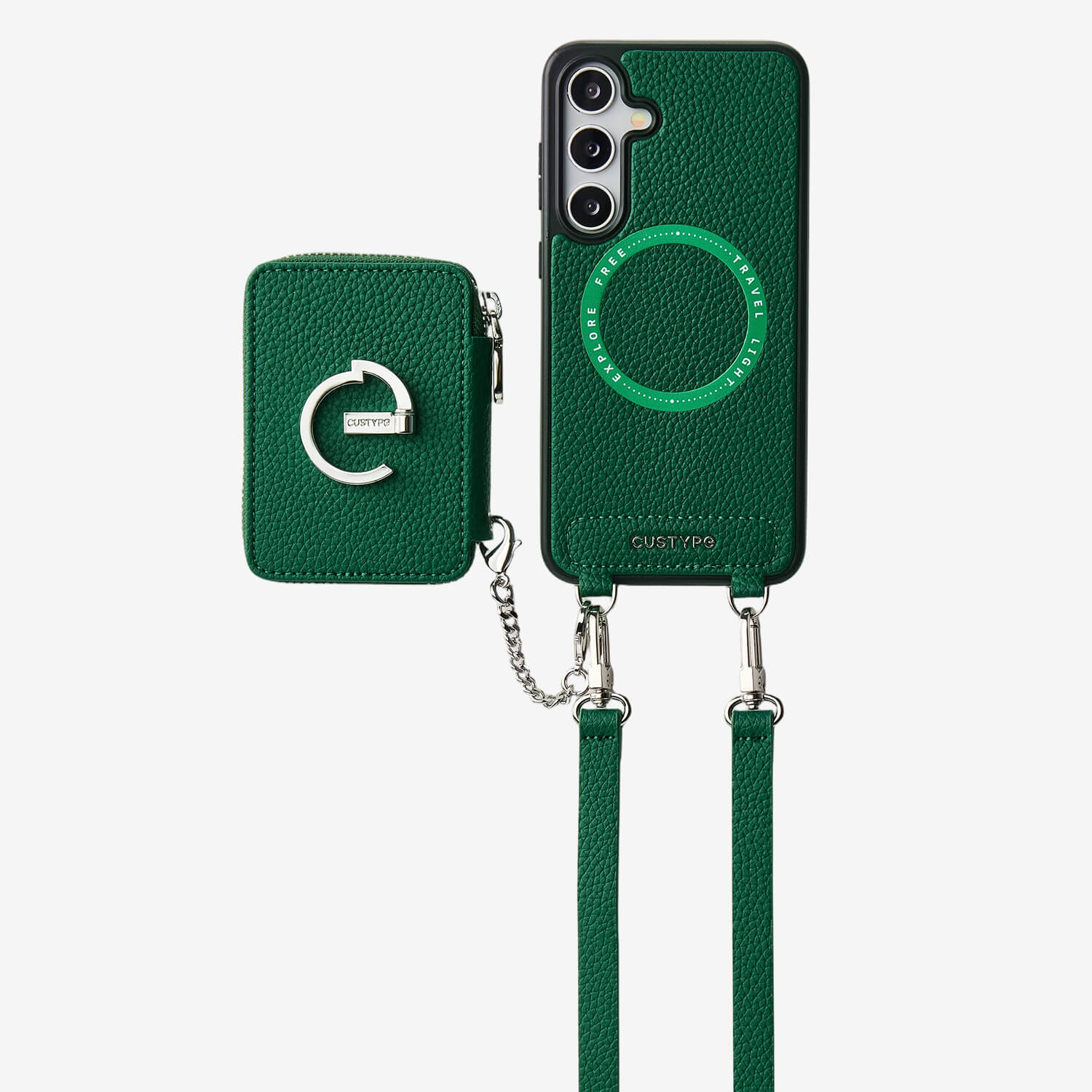 Silver Edge Kit- Samsung Galaxy Magnetic Wallet Phone Case with Neck Strap & Grip-Mobile Phone Cases-Custype