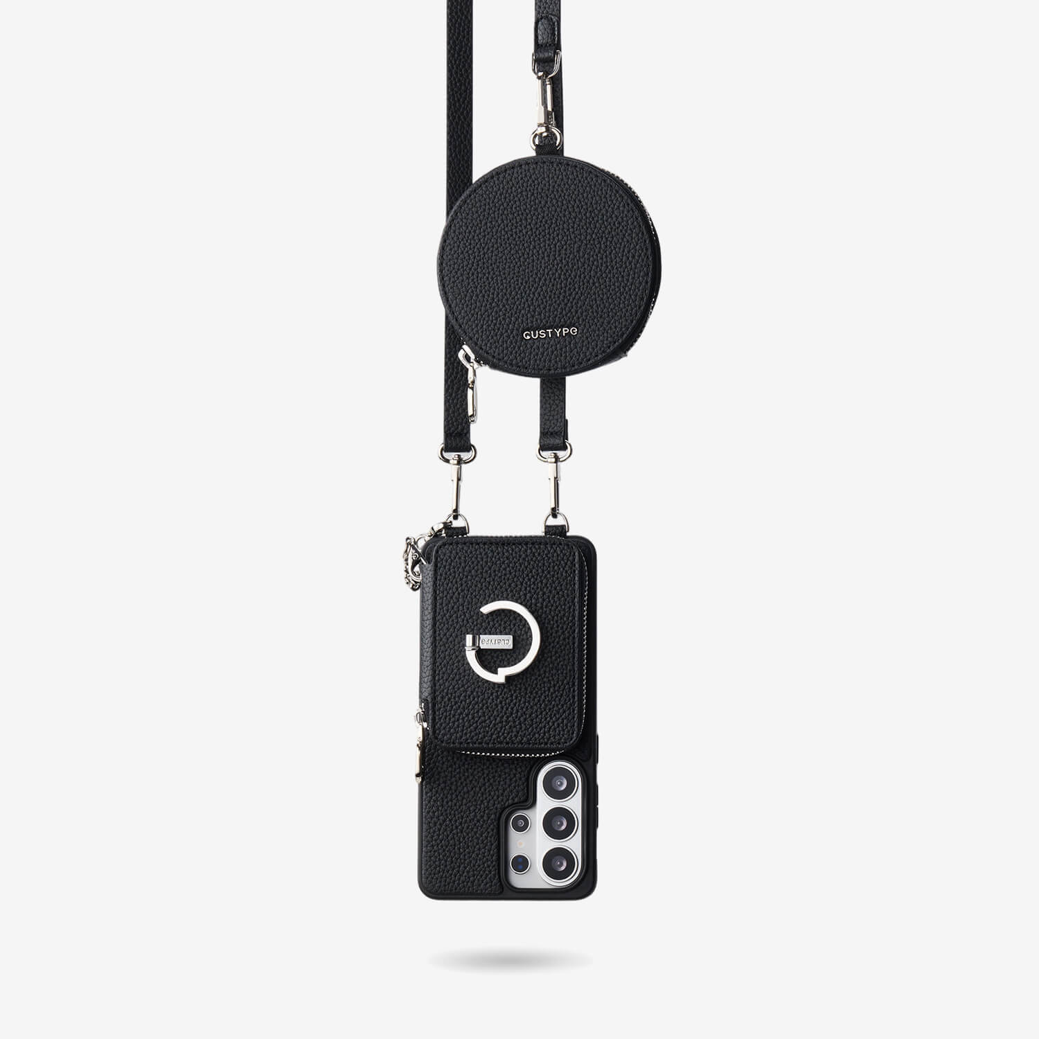 Silver Edge Kit- Samsung Galaxy Strap Magnetic Wallet Phone Case with Round Purse & Kickstand