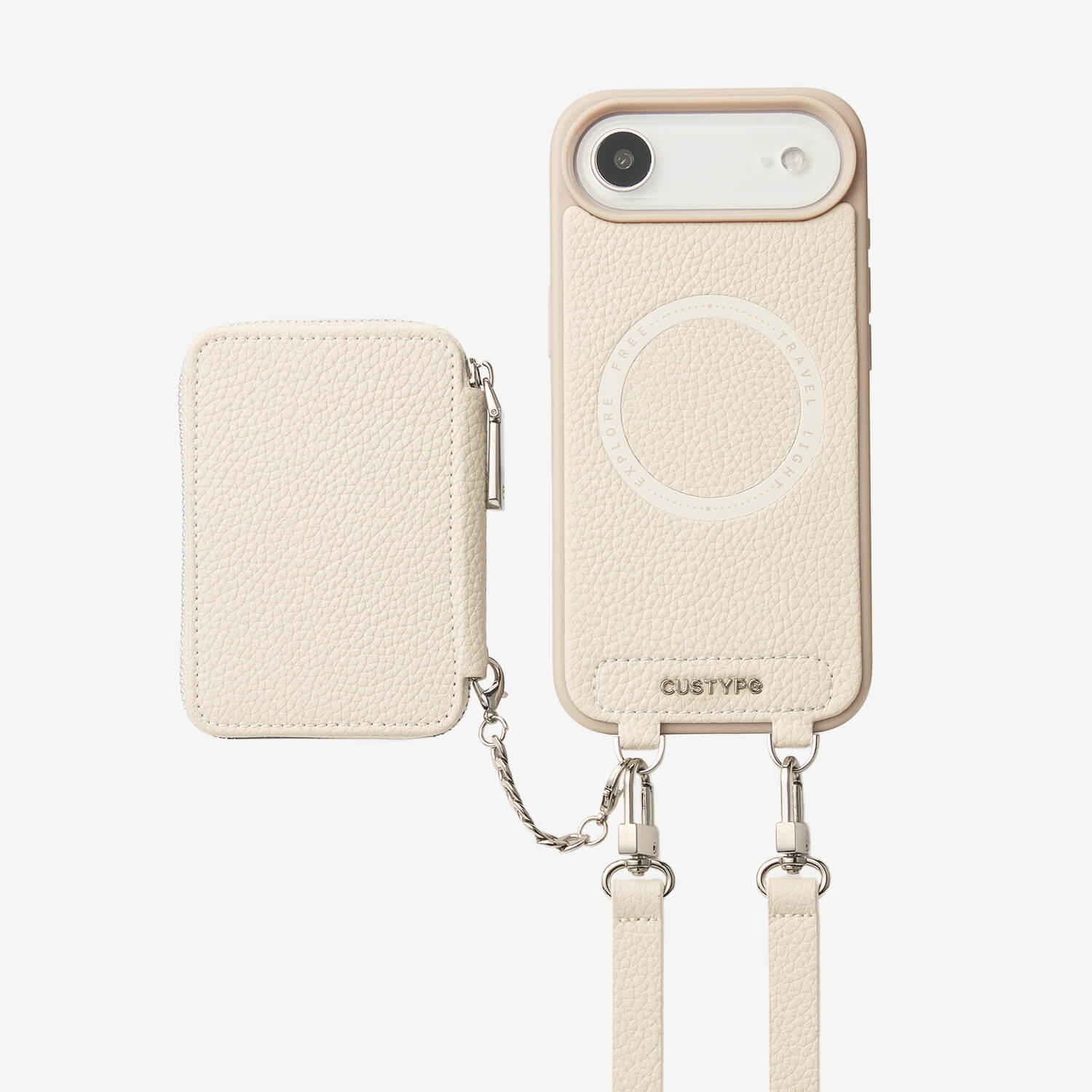 Lunar Silver Series- Wireless Charging Wallet Phone Case with Crossbody Strap-Mobile Phone Cases-DETACHABLE WALLET & WIRELESS CHARGING