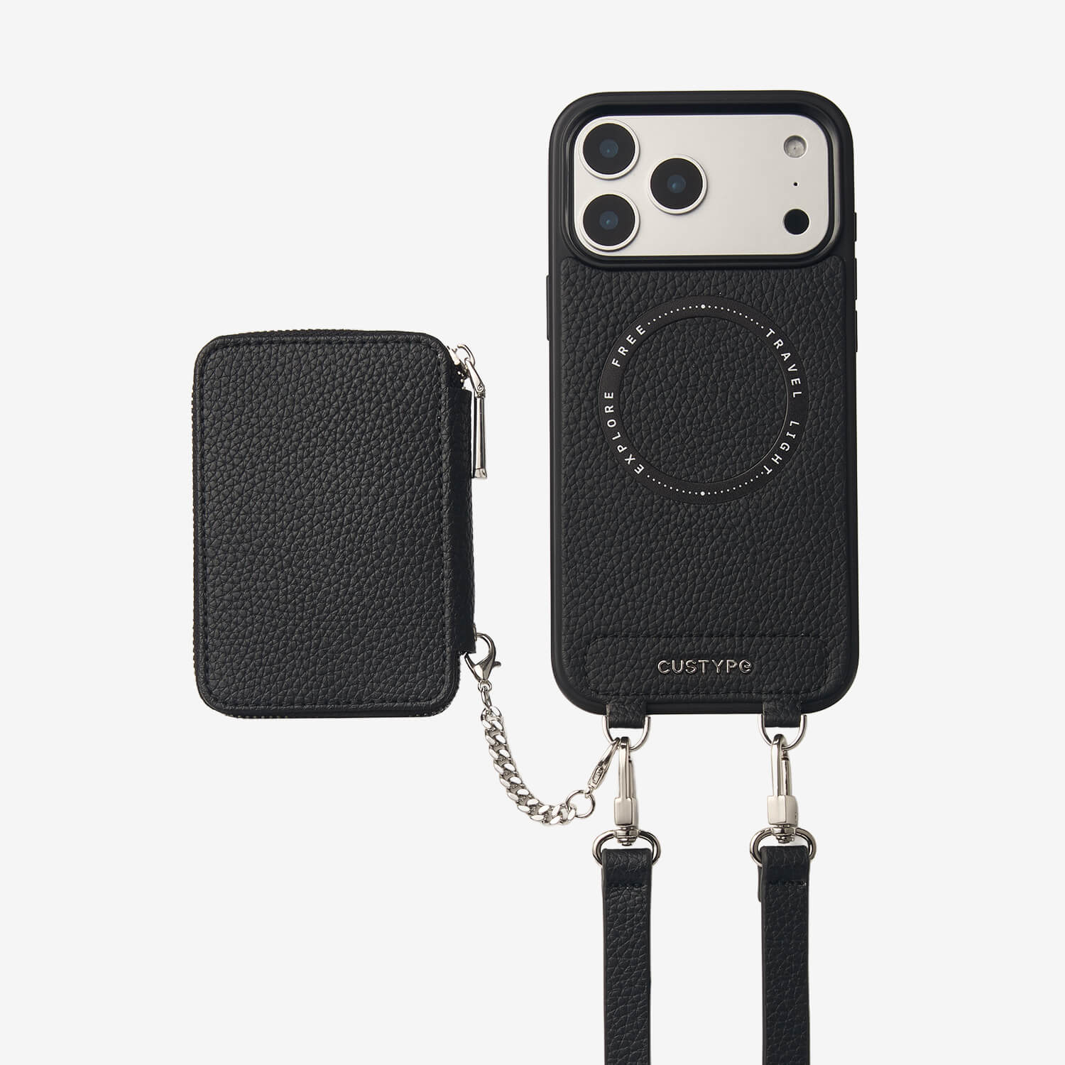 Lunar Silver Series- Wireless Charging Wallet Phone Case with Crossbody Strap-Mobile Phone Cases-DETACHABLE WALLET & WIRELESS CHARGING